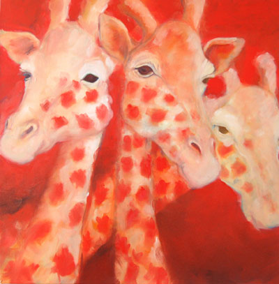 oil painting giraffes