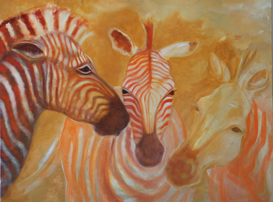 oil painting zebras